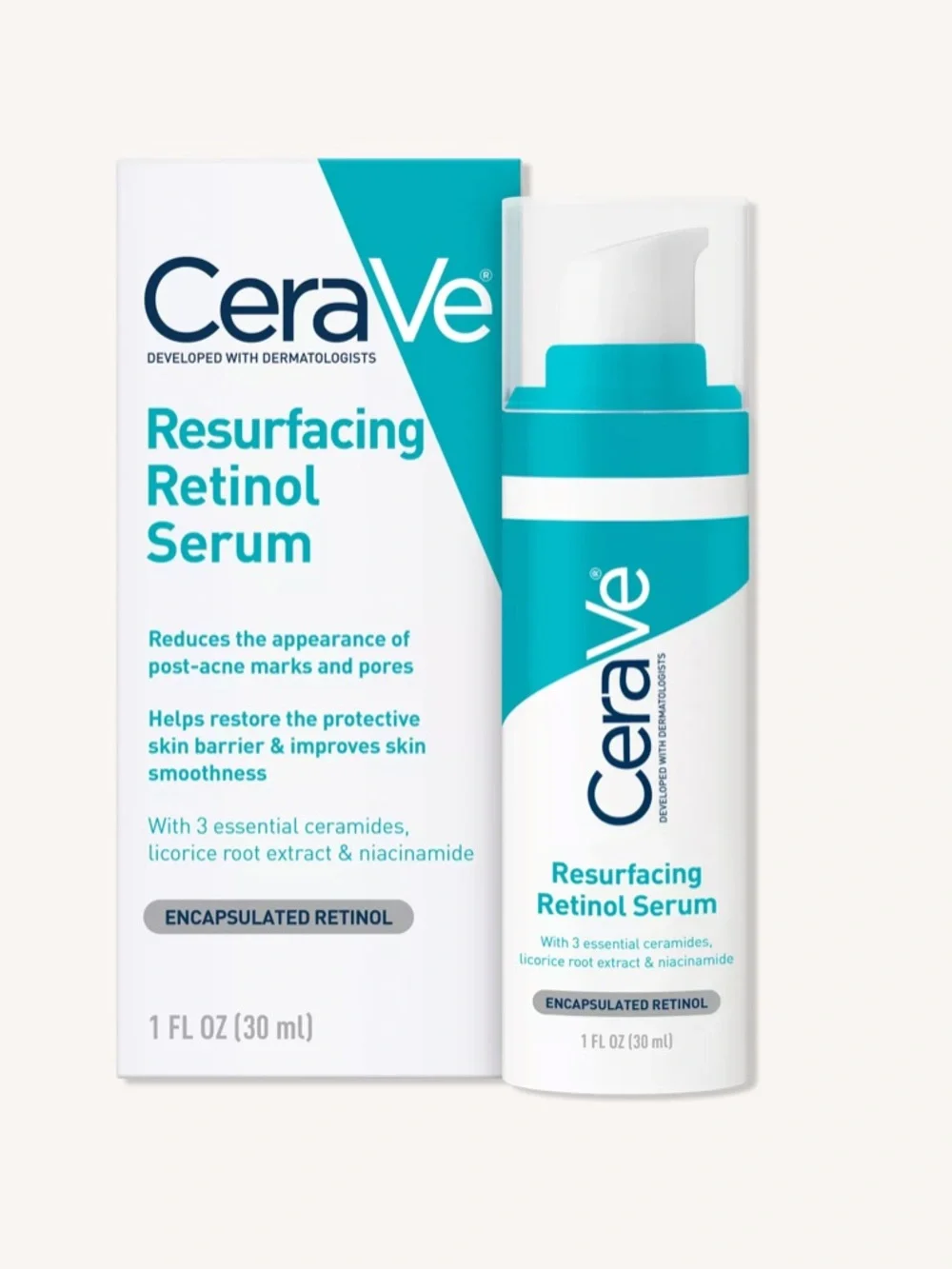 Cerave Resurfacing Retinol Serum - Teal/White